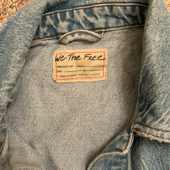 Free People Rodeo Western Fringe Out Denim Jeans Blue Jacket size L - Picture 7 of 9